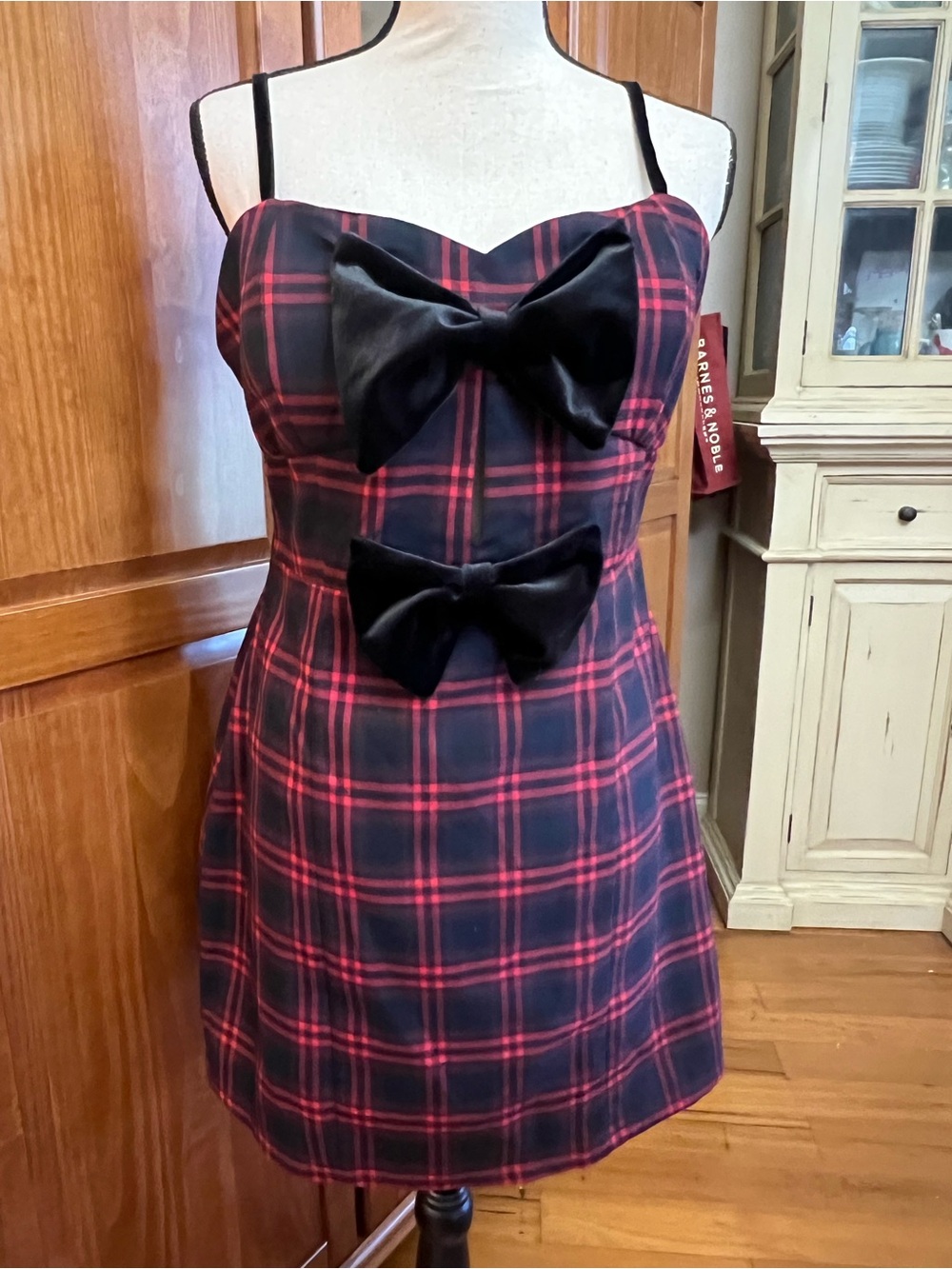 Avec Les Filles Red Plaid Bow-Front Mini Dress - Picture 2 of 10